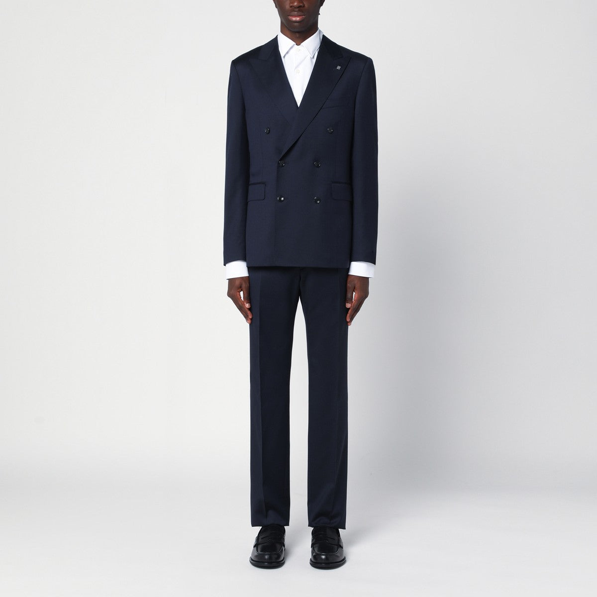 Tagliatore Navy blue double-breasted wool suit